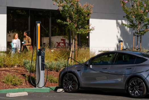 Car charging using ChargePoint CP6000 around workplace