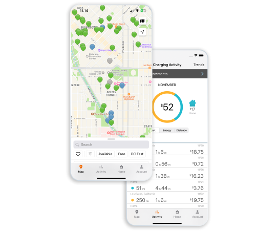 ChargePoint drivers app screen on mobile